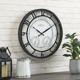 18" Bronze-Tone Outdoor Wall Clock, Weather-Resistant Plastic, Farmhouse Style