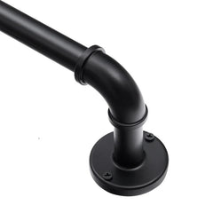1 Inch Industrial Curtain Rods for Windows, Blackout Wrap-Around Rods, Rustic Matte Black