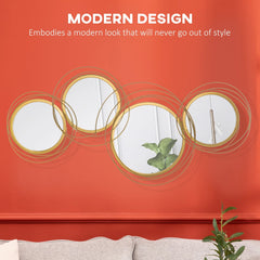 Modern Gold Metal Wall Art with Mirror, Decorative Hanging Wall Sculpture for Living Room, Bedroom and Dining Room
