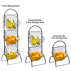 3 Tier Wall Mounted Storage Rack, Multi-Level Floating Shelf Organizer for Kitchen, Bathroom, Bedroom and Home Storage