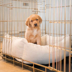 Cozy & Calming Puppy Cage Bed in Herringbone Tweed – Natural Herringbone, Without Personalization pour les activités extérieures