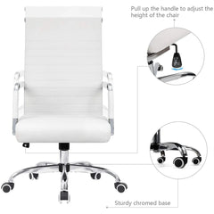 Ergonomic Ribbed Office Chair, Modern Computer Desk Chair with Comfortable Upholstered Seat for Home and Office