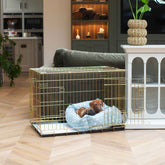 Cozy & Calming Puppy Cage Bed in Spots & Stripes – Grey Spot, Without Personalization pour les activités extérieures