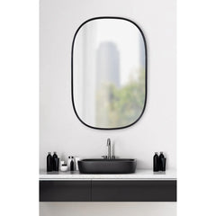 Modern Capsule Framed Wall Mirror, Decorative Oval Accent Mirror for Living Room, Bedroom and Entryway