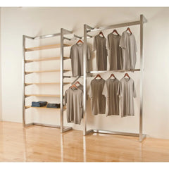 Satin Chrome Wall Display Module, Modern Wall Mounted Storage and Display System for Retail and Home Organization
