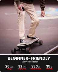 Electric Skateboard for Adults and Teens, Dual 1000W Motors, 32 MPH, 26-Mile Range