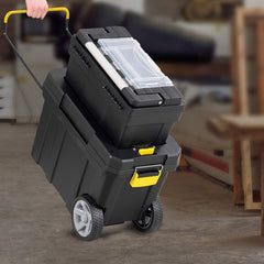 2-in-1 Rolling Toolbox, Portable Plastic Tool Organizer and Storage Box Set