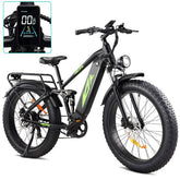 1000W Electric Bike for Adults, 48V 17.5Ah Battery, 26-Inch Fat Tires, Full Suspension, 7-Speed, 28 MPH, Up to 60 Miles, UL Certified