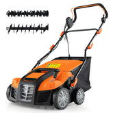 2-in-1 Electric Scarifier and Lawn Dethatcher, 16-Inch 15A Corded Dethatcher with 14.5-Gallon Collection Bag