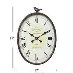 Metal Wall Clock with Bird Design, Decorative Vintage Hanging Clock for Living Room, Bedroom and Home Decor