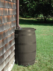 50 Gallon Rain Barrel with Brass Spigot, Walnut Rainwater Collection Barrel for Garden and Outdoor Use