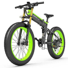 1000W 26-Inch Fat Tire Folding Electric Mountain Bike, Dual Crown Fork, 17.5Ah