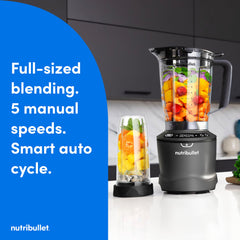 1400-Watt Blender Combo, Multi-Function Countertop Blender with Multiple Speed Settings, Gunmetal