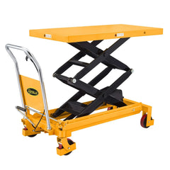 Hydraulic Lift Table Cart 770 lbs Capacity, 51" Max Height, Double Scissor Lift with Safety Guard & 4 Wheels