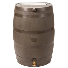 50 Gallon Rain Barrel with Brass Spigot, Walnut Rainwater Collection Barrel for Garden and Outdoor Use