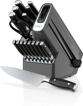 17-Piece Premium Knife Block Set with Built-In Sharpener, Stainless Steel/Black