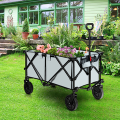 Collapsible Folding Utility Wagon Cart with Universal Wheels, Adjustable Handle and Cover Bag