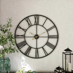 Modern Round Metal Wall Clock, Decorative Circular Hanging Clock for Living Room, Bedroom and Office