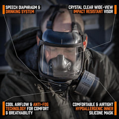 CBRN Full Face Gas Mask with Drinking System