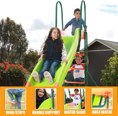 10-Foot Outdoor Playground Slide for Kids, Freestanding Plastic Backyard Slide, Large Swing Set Slide, Outdoor Play Equipment for Ages 4-8
