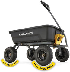 7-Cubic-Foot Poly Dump Garden Cart with No-Flat Tires, 1,200-Lb. Capacity, Black