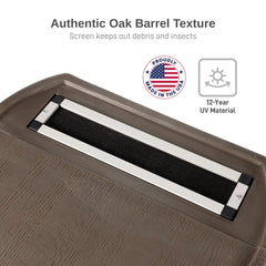 50 Gallon Rain Barrel with Brass Spigot, Walnut Rainwater Collection Barrel for Garden and Outdoor Use