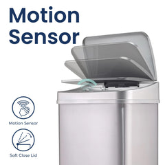 13 Gallon Touchless Motion Sensor Trash Can, Automatic Hands-Free Kitchen Garbage Bin with Sensor Lid