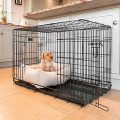 Cozy & Calming Puppy Cage Bed in Herringbone Tweed – Natural Herringbone, Without Personalization pour les activités extérieures
