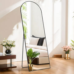 21x64 Full Length Arched Mirror, Large Tall Body Dressing Mirror with Aluminum Alloy Frame, Stand and Wall Mount Option