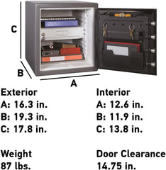 1.23 Cu Ft Waterproof and Fireproof Digital Safe Box, Alloy Steel Security Safe for Home and Office