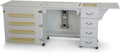 Sturdy Sewing Cabinet for Sewing, Cutting, Quilting and Crafting with Storage and Airlift, Black Finish