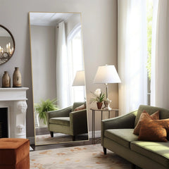 Full Length Mirror with Stand, Aluminum Alloy Frame Full Body Floor Mirror for Bedroom and Cloakroom