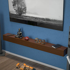 72 Inch Solid Pine Fireplace Mantel, Wall Mounted Floating Shelf in Brown