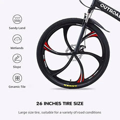 26-Inch Folding Mountain Bike for Adults, 21-Speed, Dual Suspension