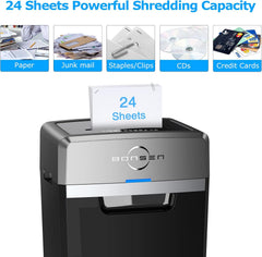 24-Sheet Cross-Cut Paper Shredder, 40-Min Continuous Run Time, 9-Gallon Basket, P-4 Security