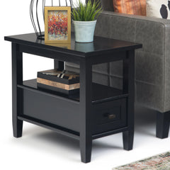 14" Wide Solid Wood Narrow Side Table, Rectangle Transitional Style Accent Table