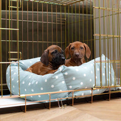 Cozy & Calming Puppy Cage Bed in Spots & Stripes – Grey Spot, Without Personalization pour les activités extérieures