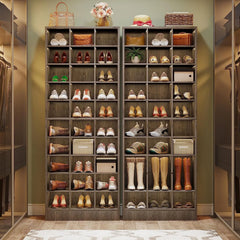 10-Tier Tall Shoe Cabinet, 30-Pair White Wood Shoe Storage Rack for Entryway and Closet