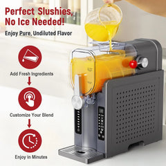 Slushie Machine for Home, No-Ice Frozen Drink Maker, Real-Time Temperature Display, Auto-Cleaning, 6 Preset Modes, Frozen Margaritas, Cocktails, Frappes, Smoothies, Milkshakes