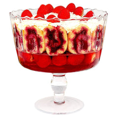 Large Glass Trifle Bowl with Scalloped Design, 168 Oz. Dessert Serving Bowl