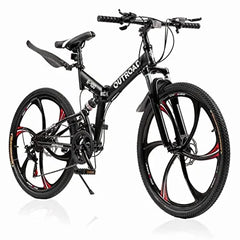 26-Inch Folding Mountain Bike for Adults, 21-Speed, Dual Suspension