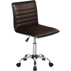 Adjustable Mid-Back Armless Swivel Office Chair, Ribbed Task and Vanity Chair for Small Spaces