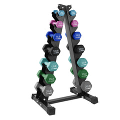 146-Pound Neoprene Dumbbell Set with Storage Rack, Full Body Strength Training Weight Set for Home Gym and Fitness Workouts