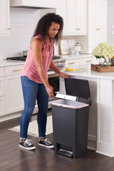 13 Gallon Step-On Trash Can for Home and Kitchen, Hands-Free Garbage Bin