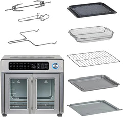 26-Qt. Extra-Large Air Fryer Convection Toaster Oven with French Doors, Stainless Steel