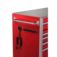 72-Inch W x 24-Inch D 15-Drawer Heavy-Duty Tool Chest Mobile Workbench, Stainless Steel Top, Dual Locks, Red
