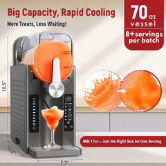 Slushie Machine for Home, No-Ice Frozen Drink Maker, Real-Time Temperature Display, Auto-Cleaning, 6 Preset Modes, Frozen Margaritas, Cocktails, Frappes, Smoothies, Milkshakes