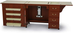 Sturdy Sewing Cabinet for Sewing, Cutting, Quilting and Crafting with Storage and Airlift, Black Finish