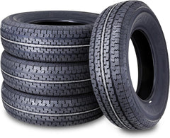 Set of 4 ST205/75R15 10-Ply Load Range E Steel-Belted Radial Trailer Tires with Scuff Guard