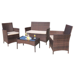 4-Piece Outdoor Patio Furniture Set, Rattan Wicker Chairs and Outdoor Seating Set